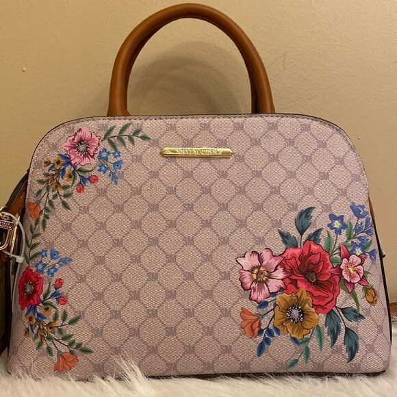 NWT Steve Madden (BFelipe) Satchel/ Crossbody Bag SM Logo w / Floral Design - Picture 6 of 16